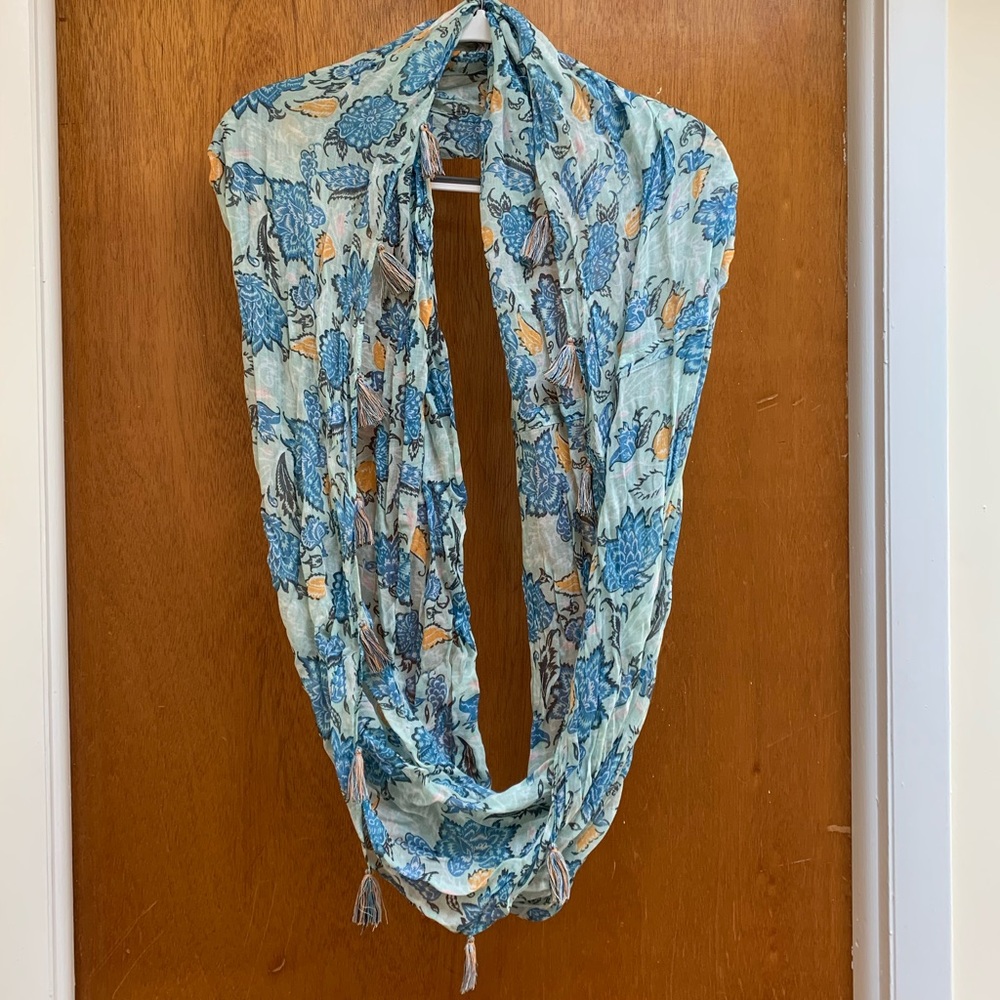 H&M Blue and Gold Floral Scarf